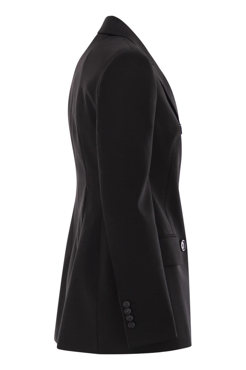 MAX MARA SPORTMAX Tailored Double-Breasted Mini Blazer in Pure Natural Stretch Wool