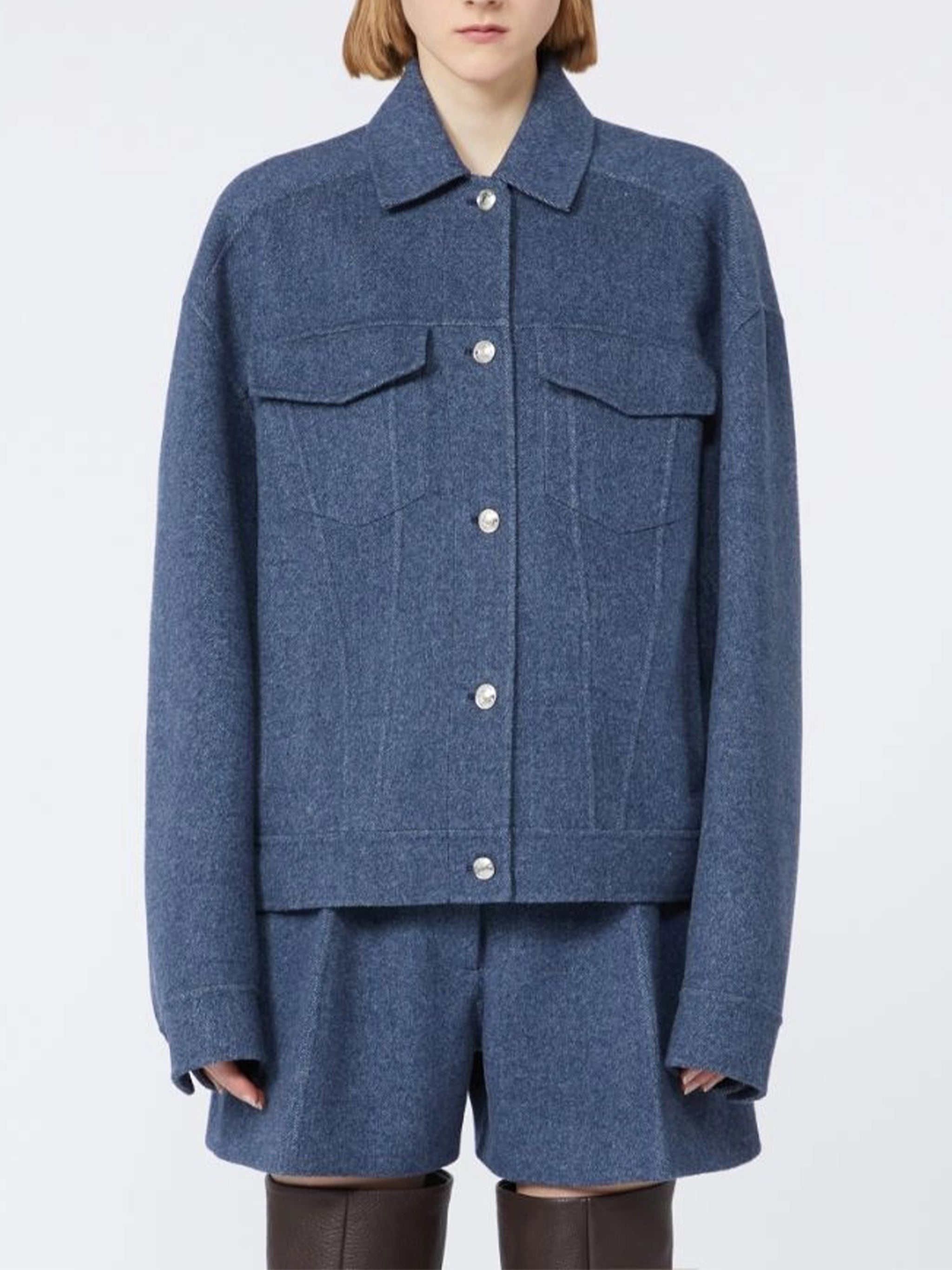 MAX MARA SPORTMAX Oversized Wool Jacket with Denim-Inspired Lines