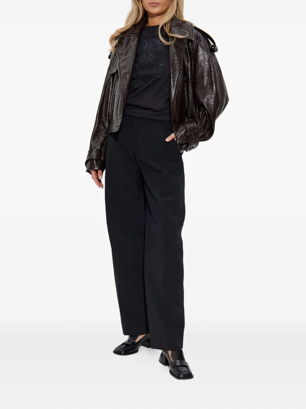 MAX MARA SPORTMAX Mini Short Trench Jacket with Patent Effect