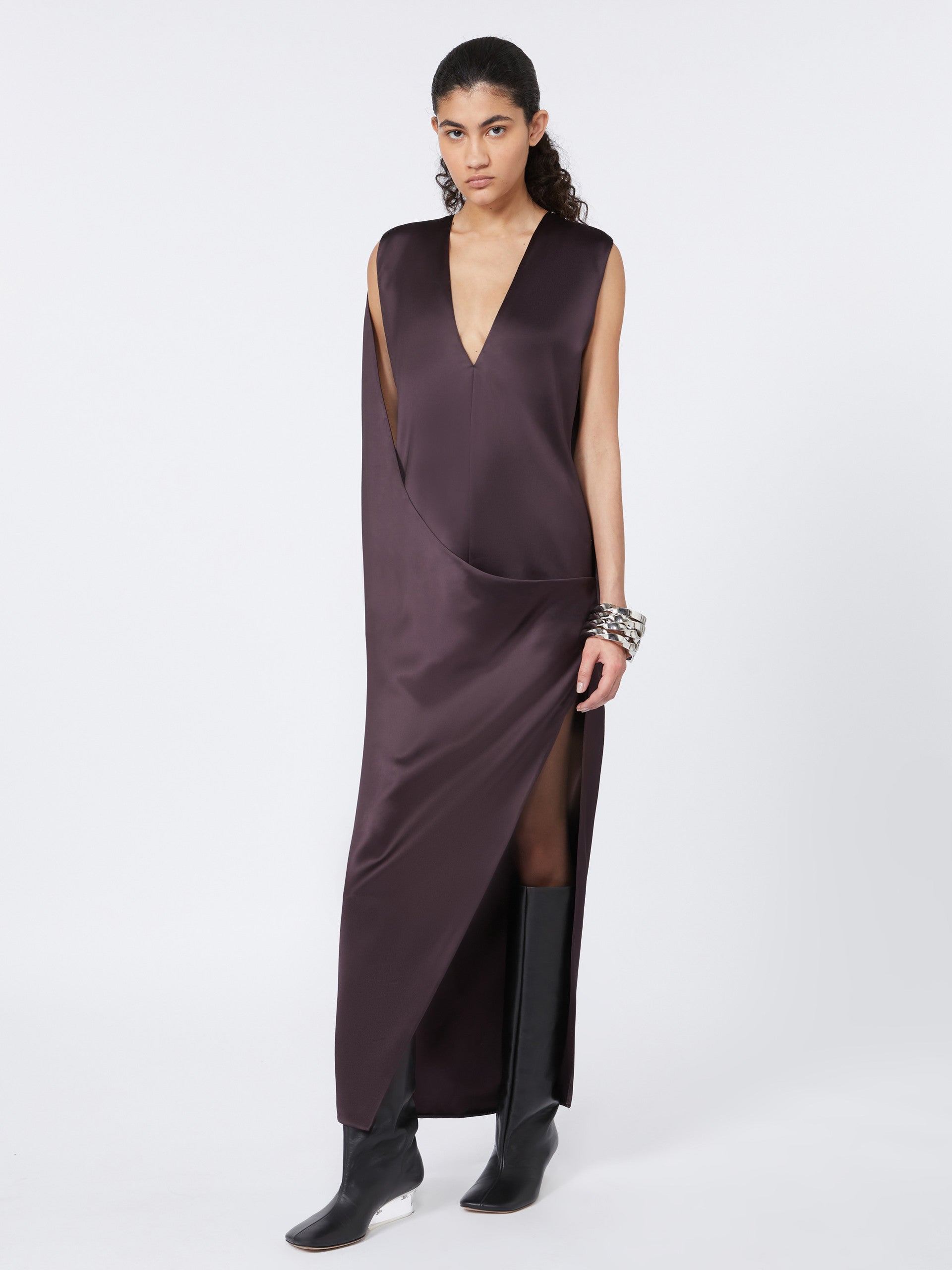MAX MARA SPORTMAX Fitted Sleeveless V-Neck Wraparound Dress - Size 38