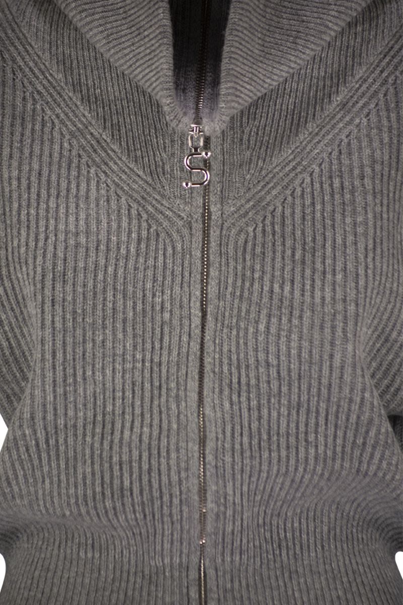MAX MARA SPORTMAX Wool and Cashmere Cardigan with Wide Fit and High Collar