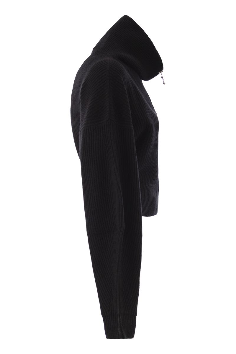 MAX MARA SPORTMAX Wool and Cashmere Blend Cardigan with Wide Fit