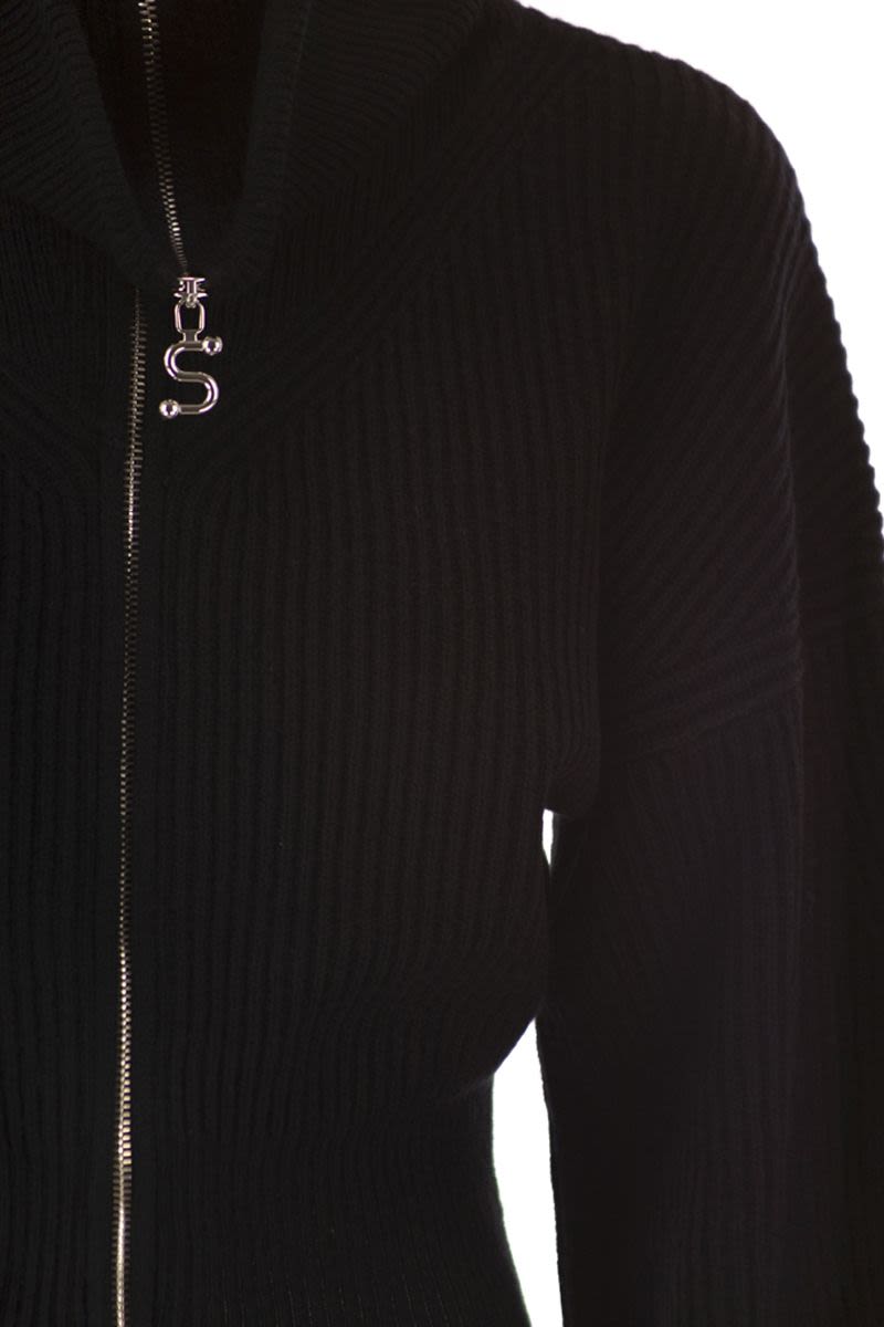 MAX MARA SPORTMAX Wool and Cashmere Blend Cardigan with Wide Fit