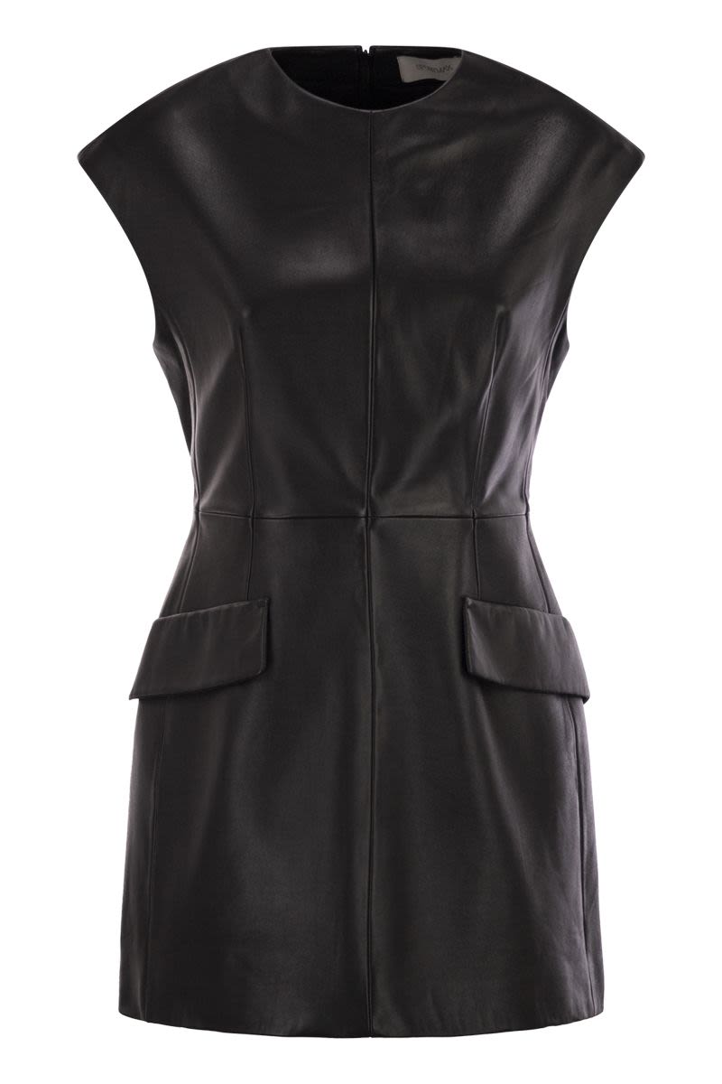 MAX MARA SPORTMAX Sleeveless Nappa Leather Mini Dress