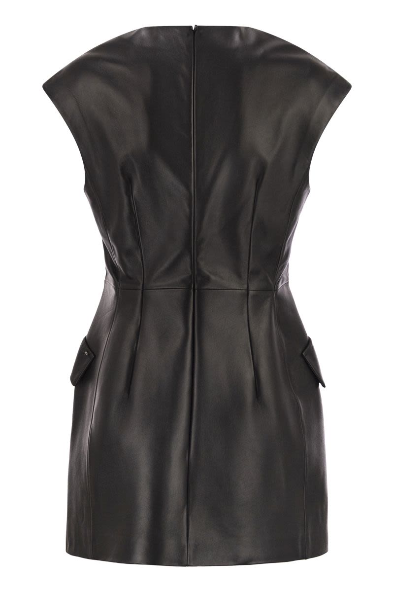 MAX MARA SPORTMAX Sleeveless Nappa Leather Mini Dress