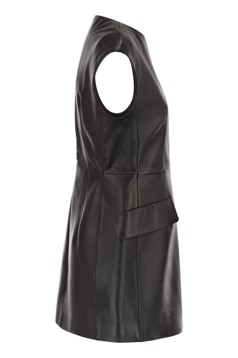 MAX MARA SPORTMAX Sleeveless Nappa Leather Mini Dress