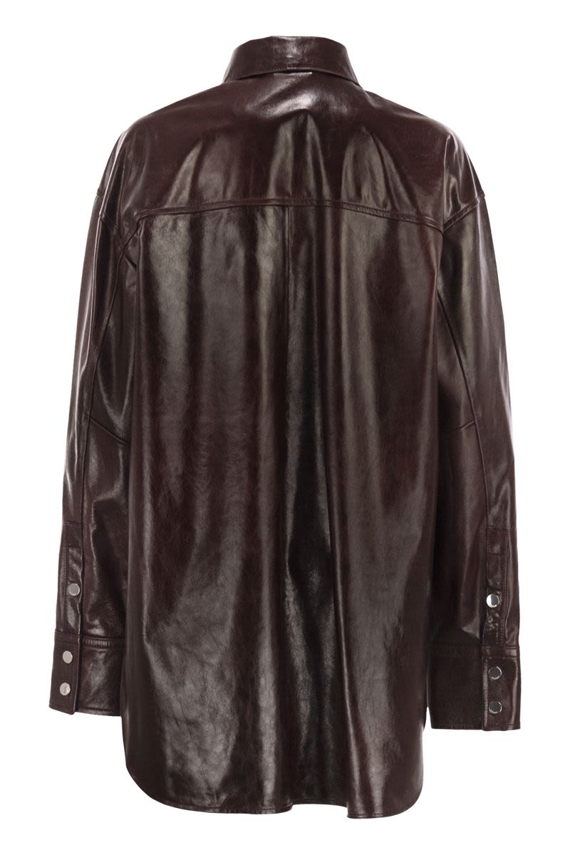 MAX MARA SPORTMAX Oversized Nappa Leather Shirt with Urban Vibe