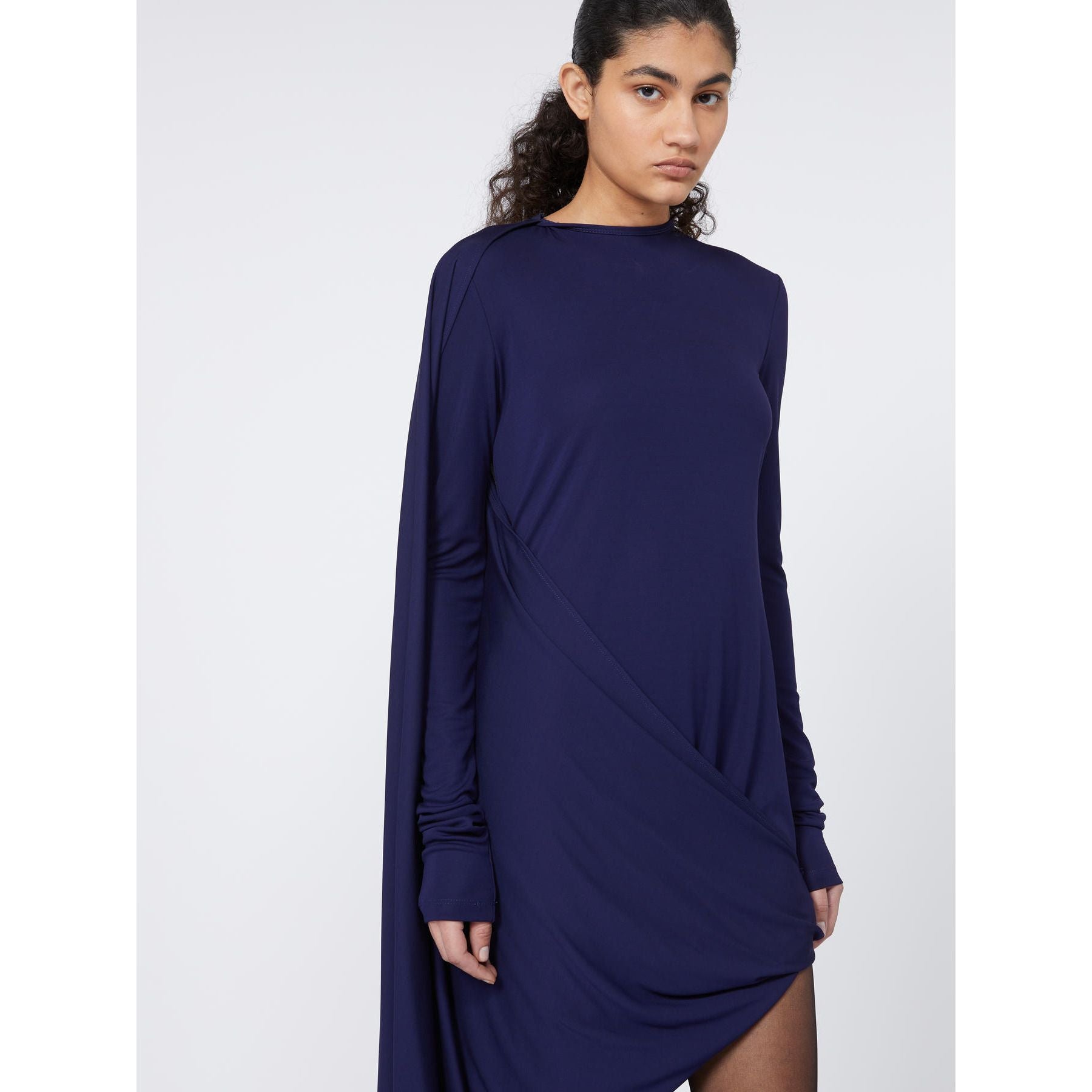 MAX MARA SPORTMAX Asymmetrical Dress with Draping - Slim Fit