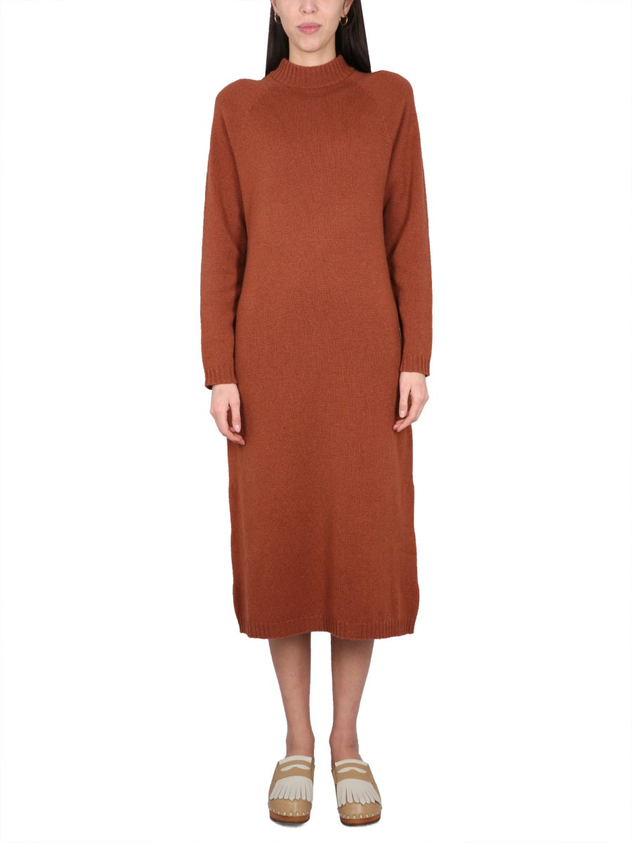 ALYSI High Neck Raglan Sleeve Knit Dress