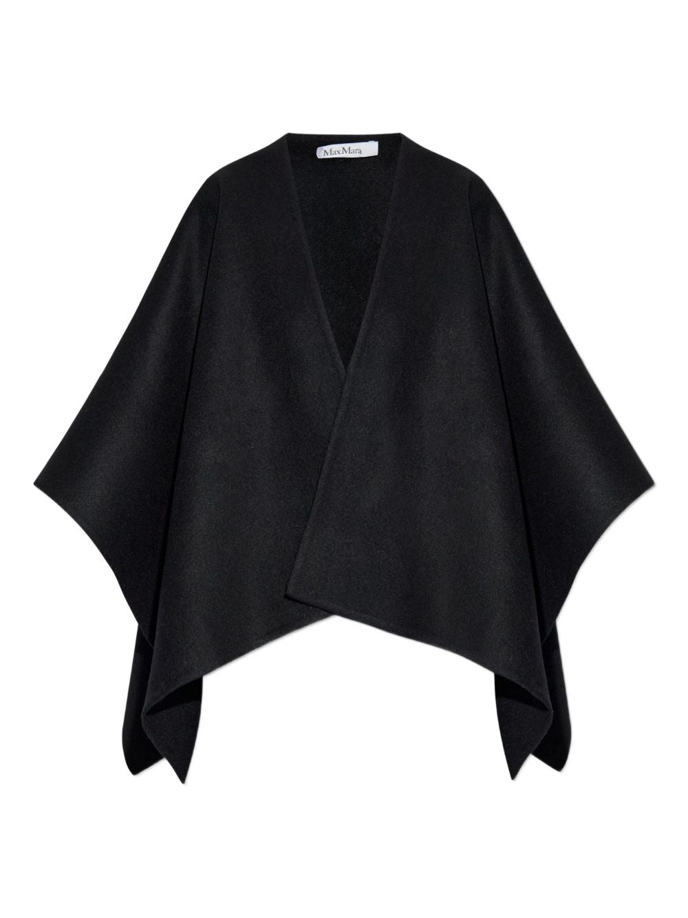 MAX MARA V-Neck Asymmetrical Cape with Gold Charm Closure