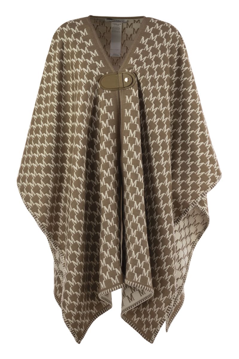 MAX MARA Wool and Cotton Jacquard Poncho