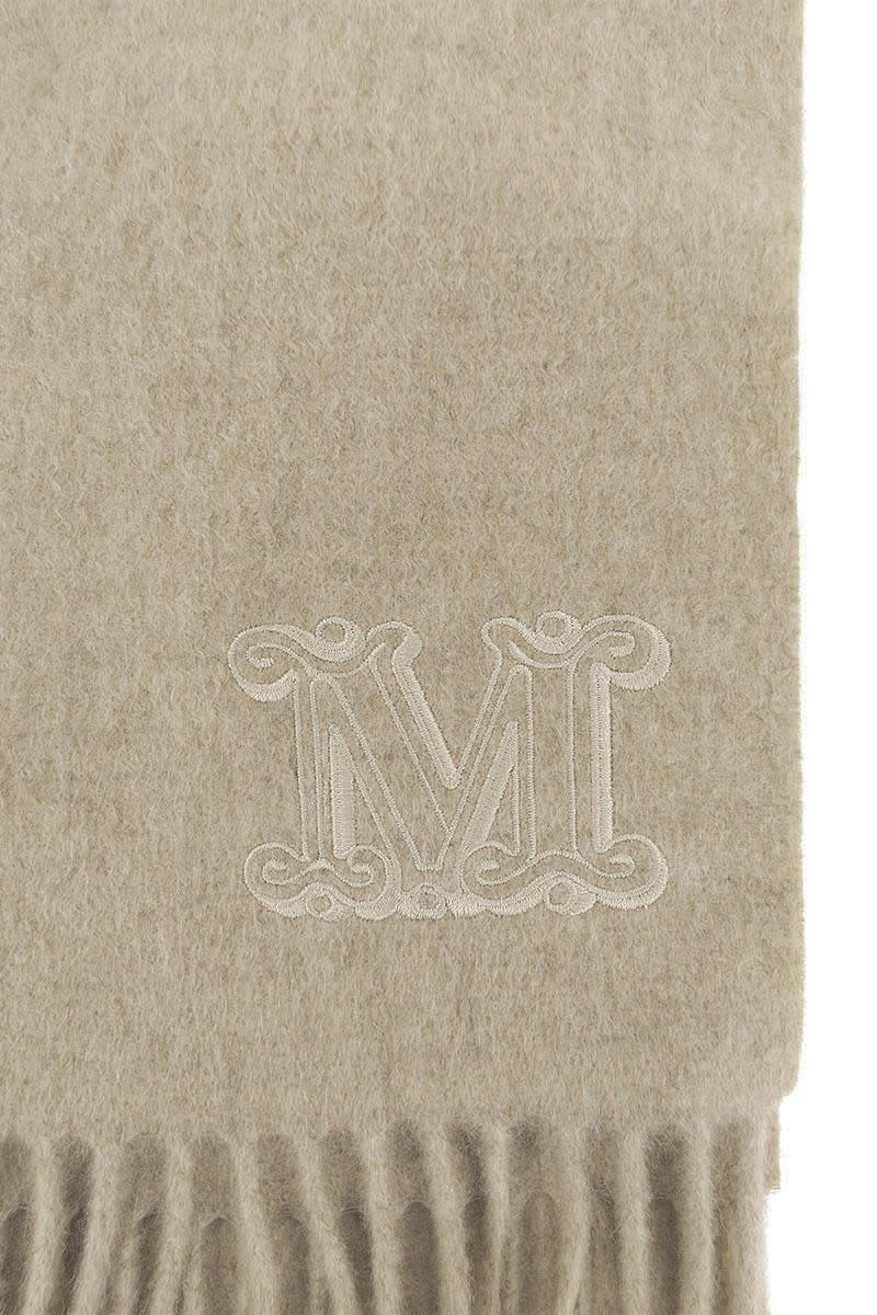 MAX MARA Cashmere Stole with Monogram Embroidery - 28 x 206 cm