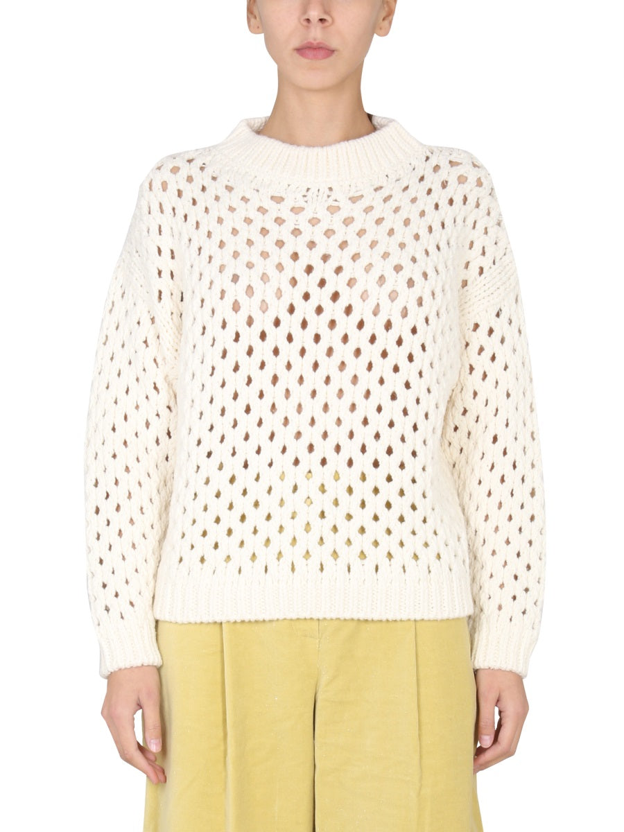 ALYSI Knit Shirt with Crossneck and Ribbed Collar