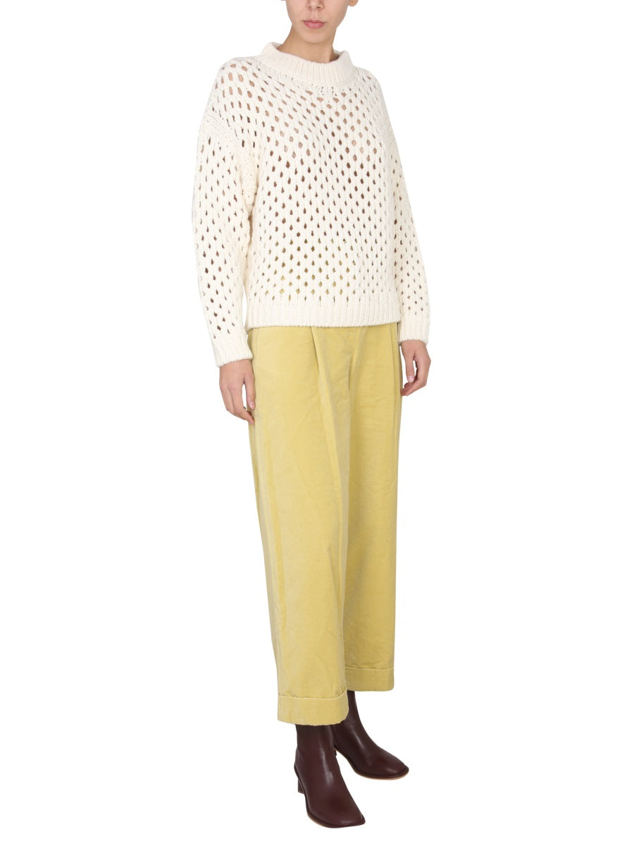 ALYSI Knit Shirt with Crossneck and Ribbed Collar