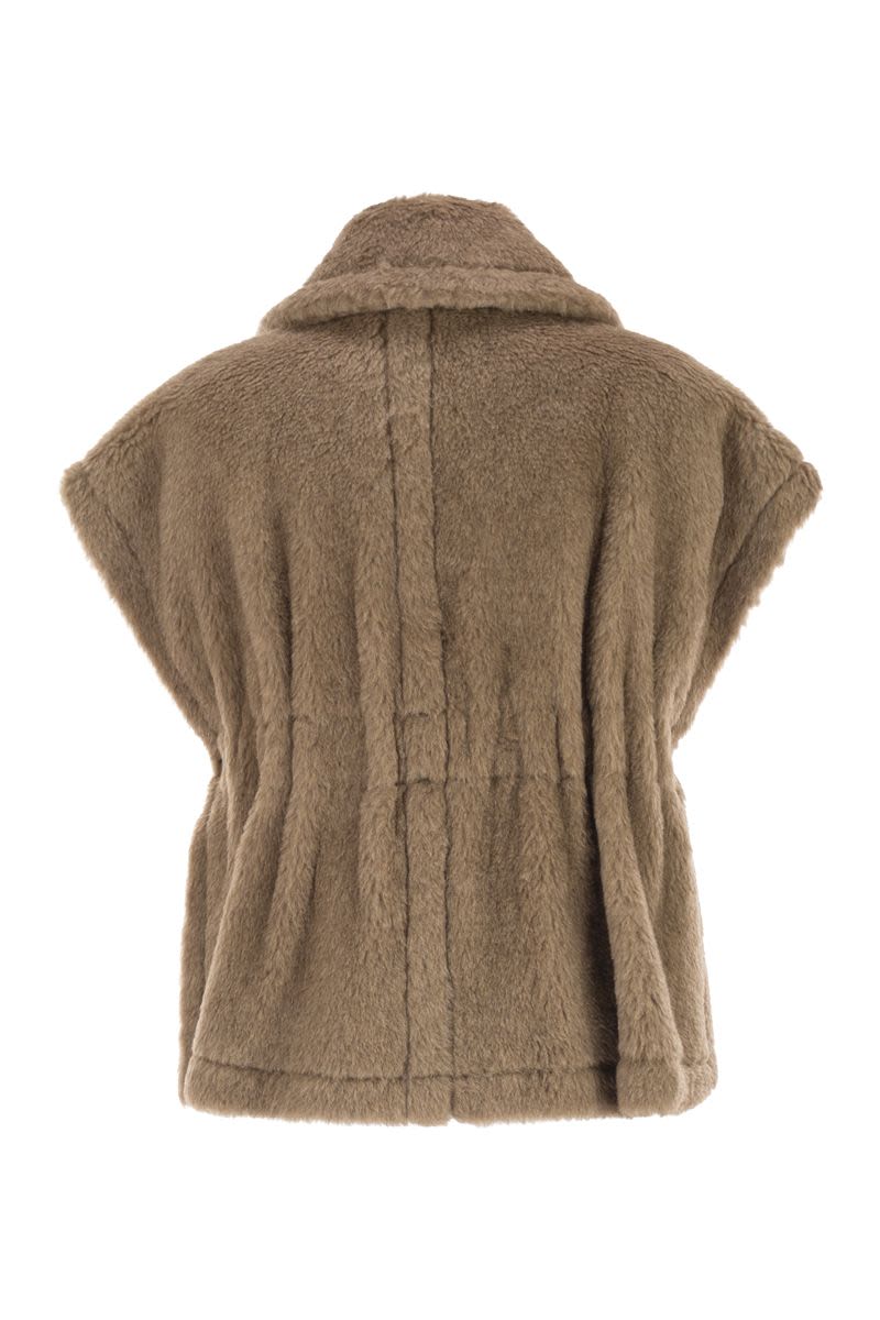 MAX MARA Women's Sleeveless Cape in Luxe Alpaca and Cashmere Teddy Fabric