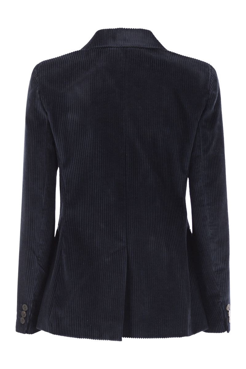 WEEKEND MAX MARA Cotton Velvet Blazer with Peaked Lapels - 68 cm Length