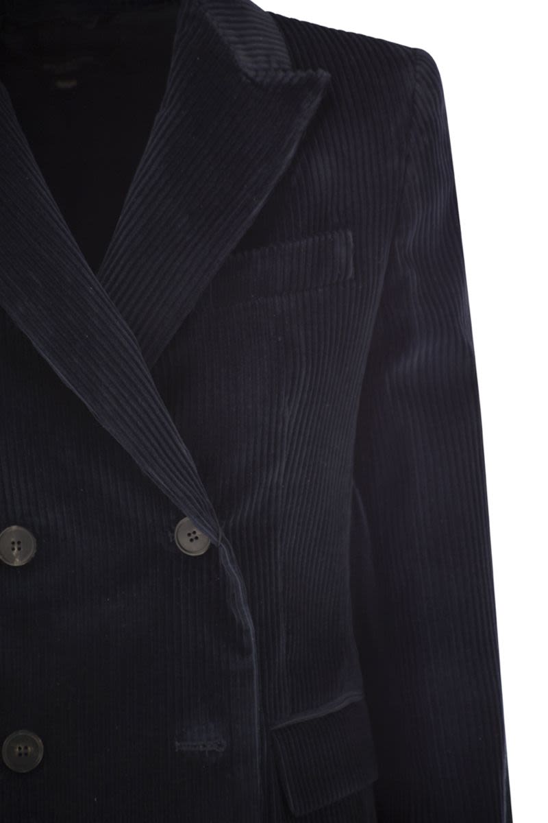 WEEKEND MAX MARA Cotton Velvet Blazer with Peaked Lapels - 68 cm Length