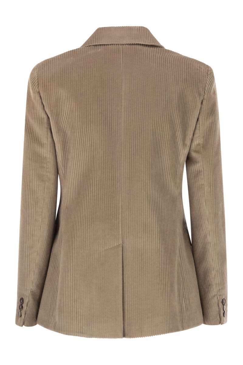 WEEKEND MAX MARA Cotton Velvet Blazer with Peaked Lapels - Length 68cm