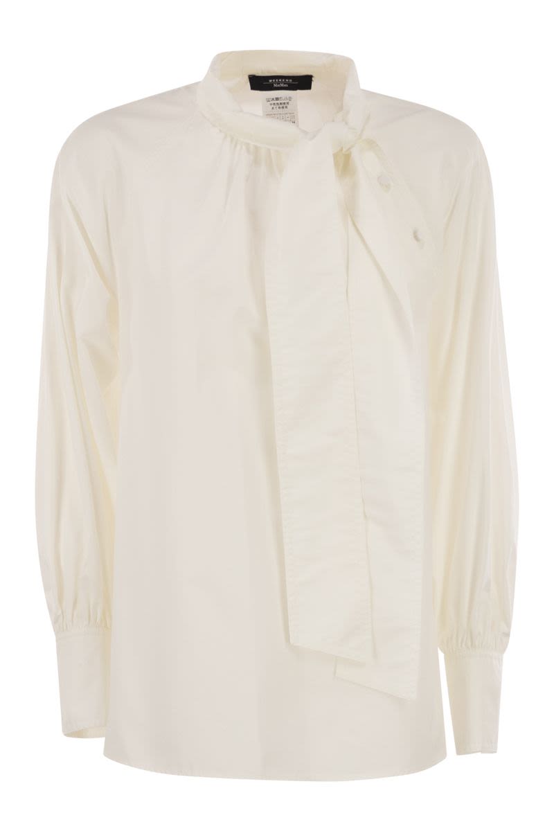 WEEKEND MAX MARA Elegant Cotton Poplin Blouse with Bow Detail