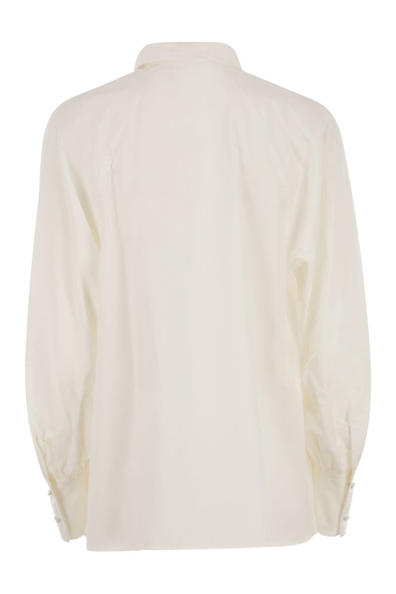 WEEKEND MAX MARA Elegant Cotton Poplin Blouse with Bow Detail