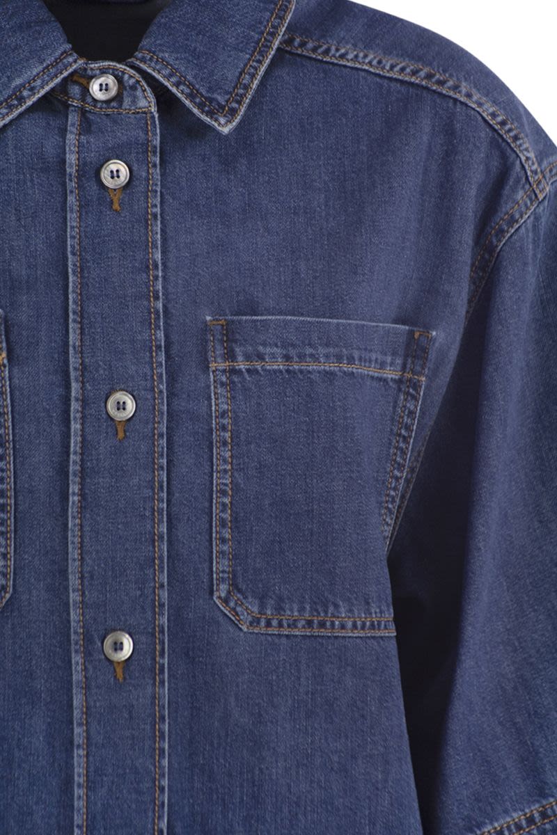 WEEKEND MAX MARA Cropped Denim Shirt with Organic Cotton