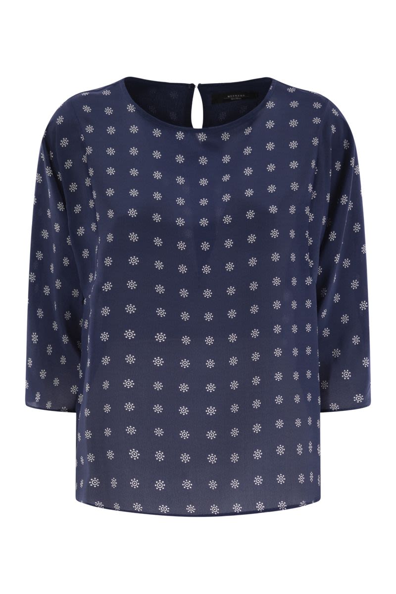 WEEKEND MAX MARA Flared Crewneck Blouse with Bow Cuff Detail