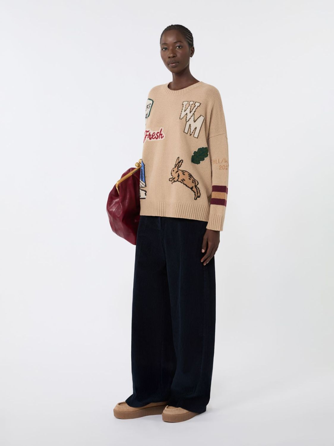 WEEKEND MAX MARA Wide-Leg Velvet Trousers - FW25