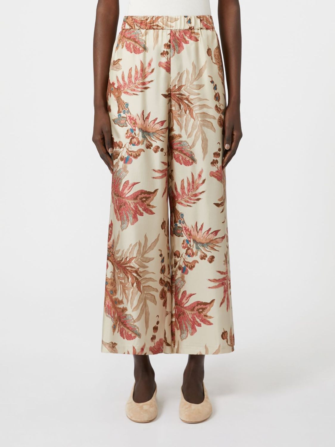 WEEKEND MAX MARA Cropped Silk Twill Trousers