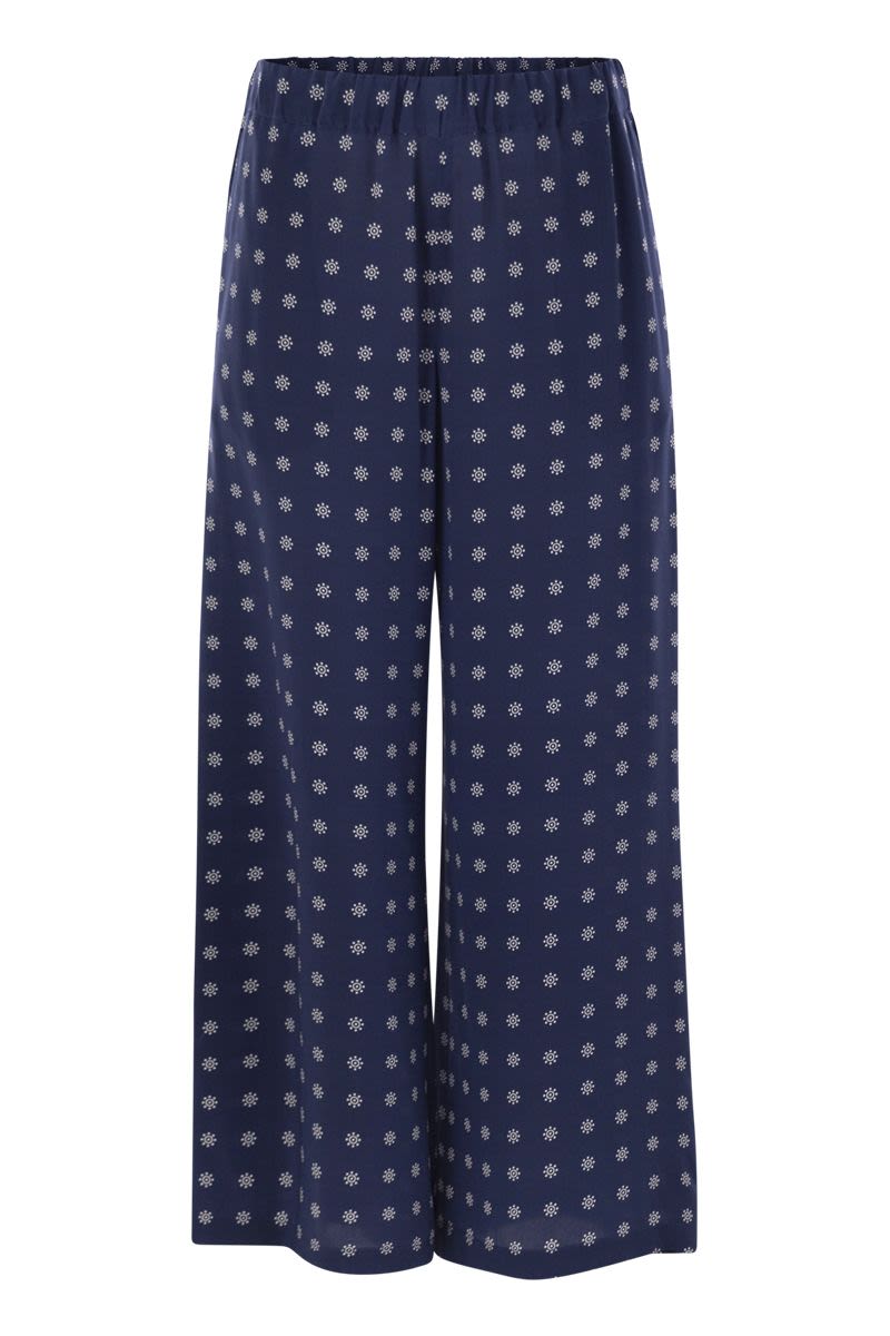 WEEKEND MAX MARA Cropped Silk Twill Trousers with Elastic Waistband