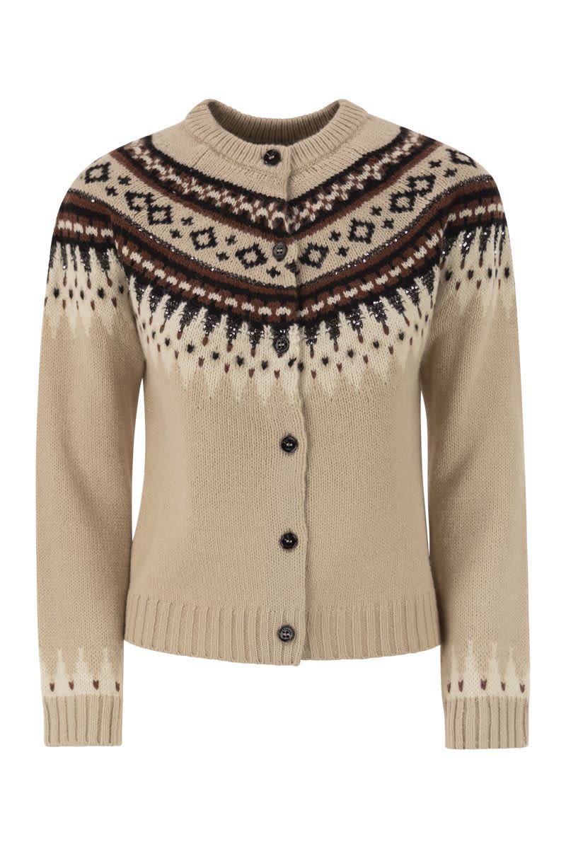 WEEKEND MAX MARA Cropped Alpaca and Jacquard Wool Cardigan