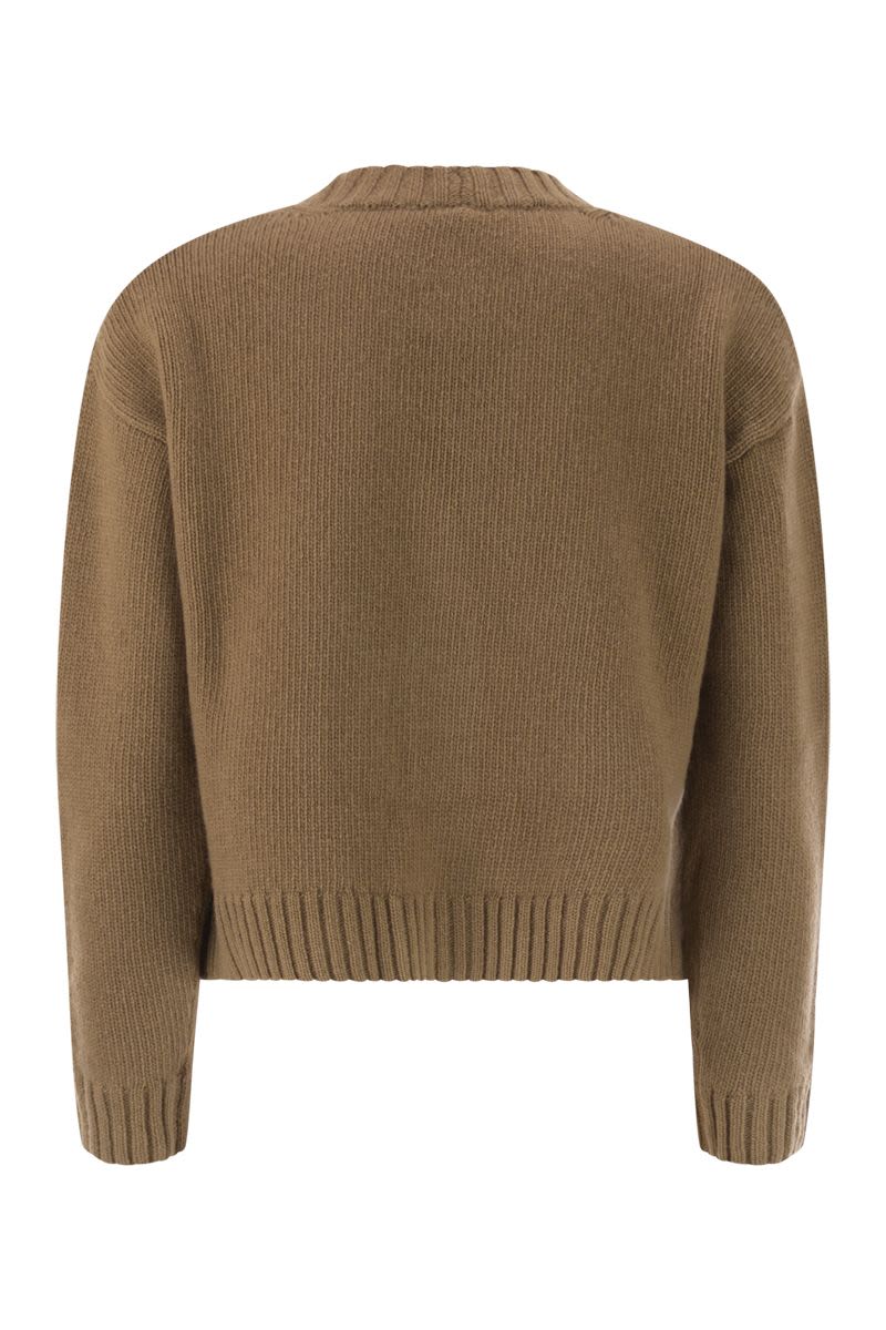 WEEKEND MAX MARA Cropped Virgin Wool Cardigan with Ribbed Edges