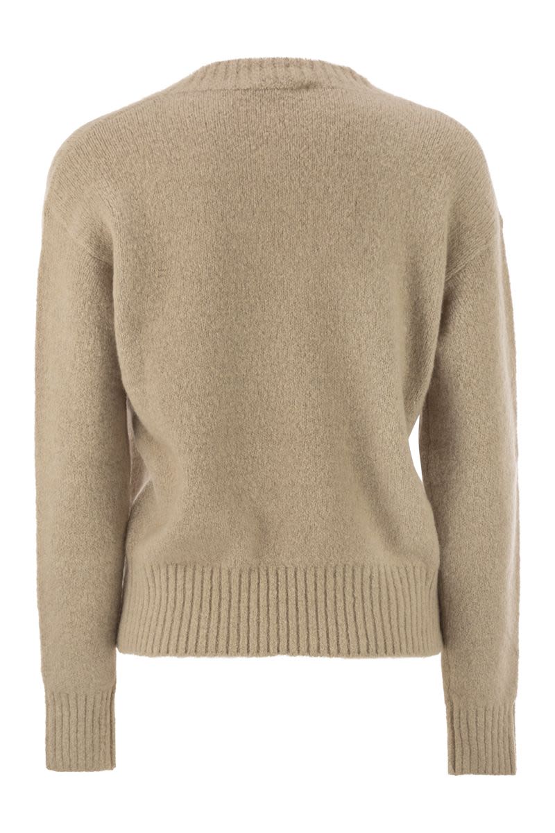 WEEKEND MAX MARA V-Neck Alpaca and Cotton Sweater with Loose Fit