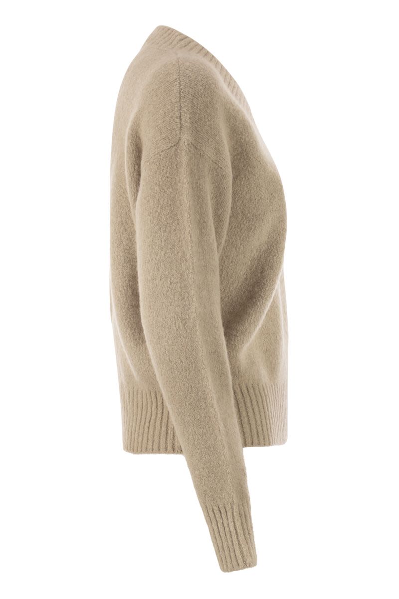 WEEKEND MAX MARA V-Neck Alpaca and Cotton Sweater with Loose Fit