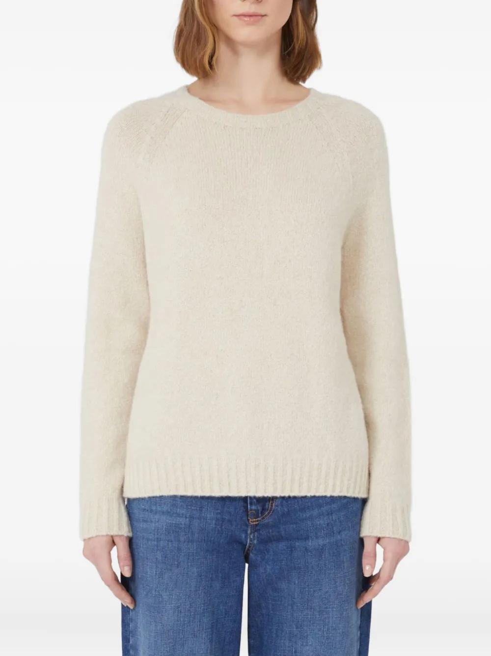 WEEKEND MAX MARA Long Sleeve Ivory Sweater in Alpaca and Cotton Yarn