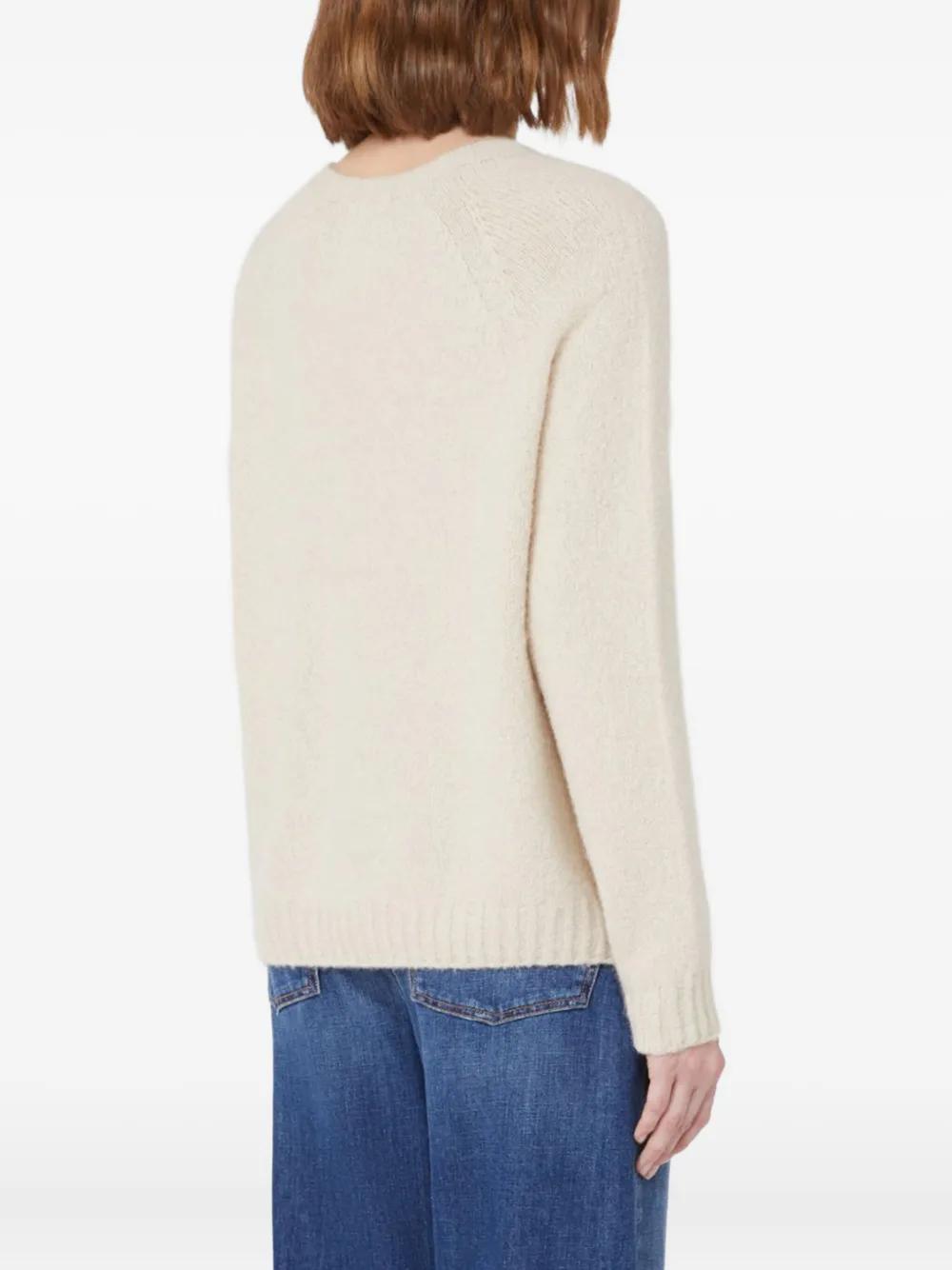 WEEKEND MAX MARA Long Sleeve Ivory Sweater in Alpaca and Cotton Yarn