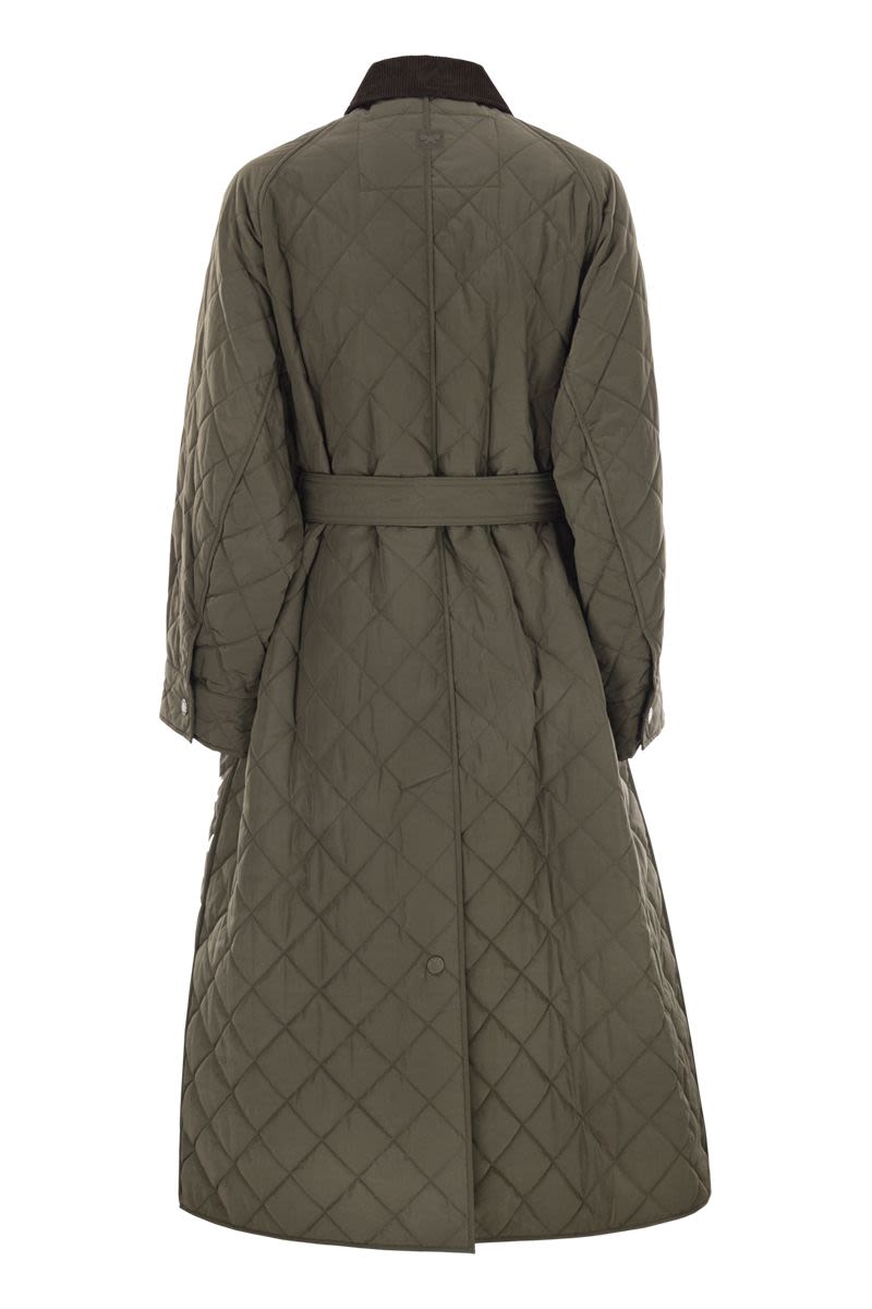 WEEKEND MAX MARA Water-Repellent Taffeta Long Jacket with Belt