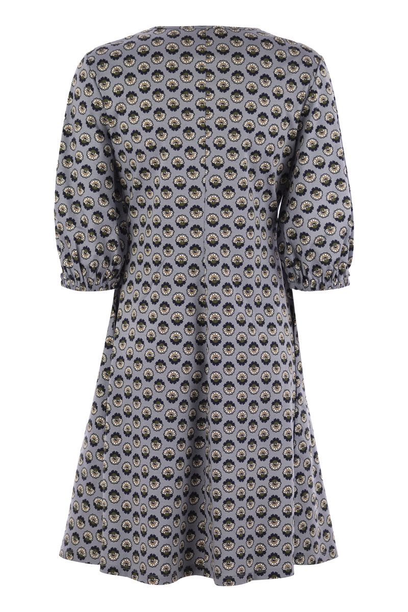 WEEKEND MAX MARA Fluid Silhouette Cotton Dress with V-Neck and Feminine Volume