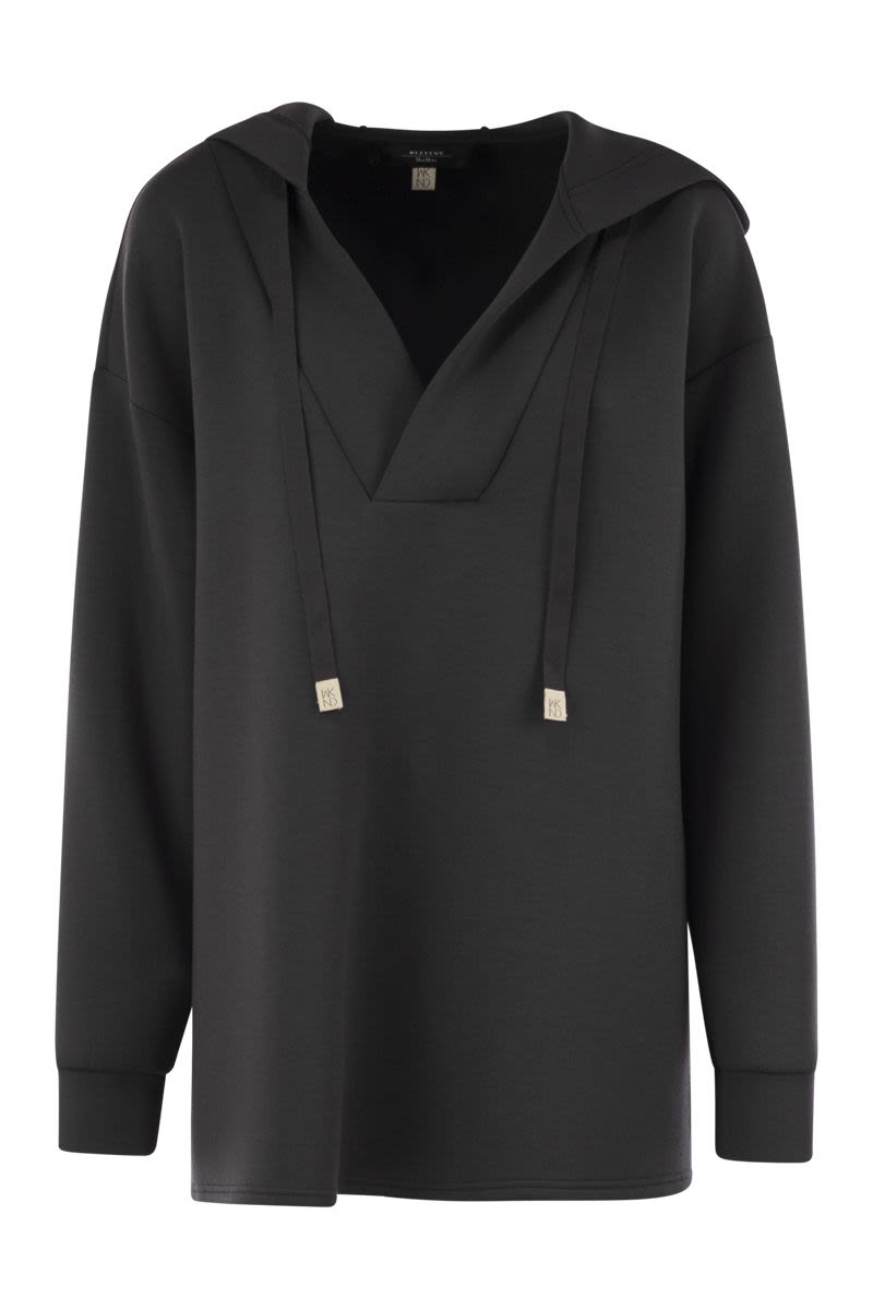 WEEKEND MAX MARA Oversized Scuba Long Sweatshirt with Drawstring Hood