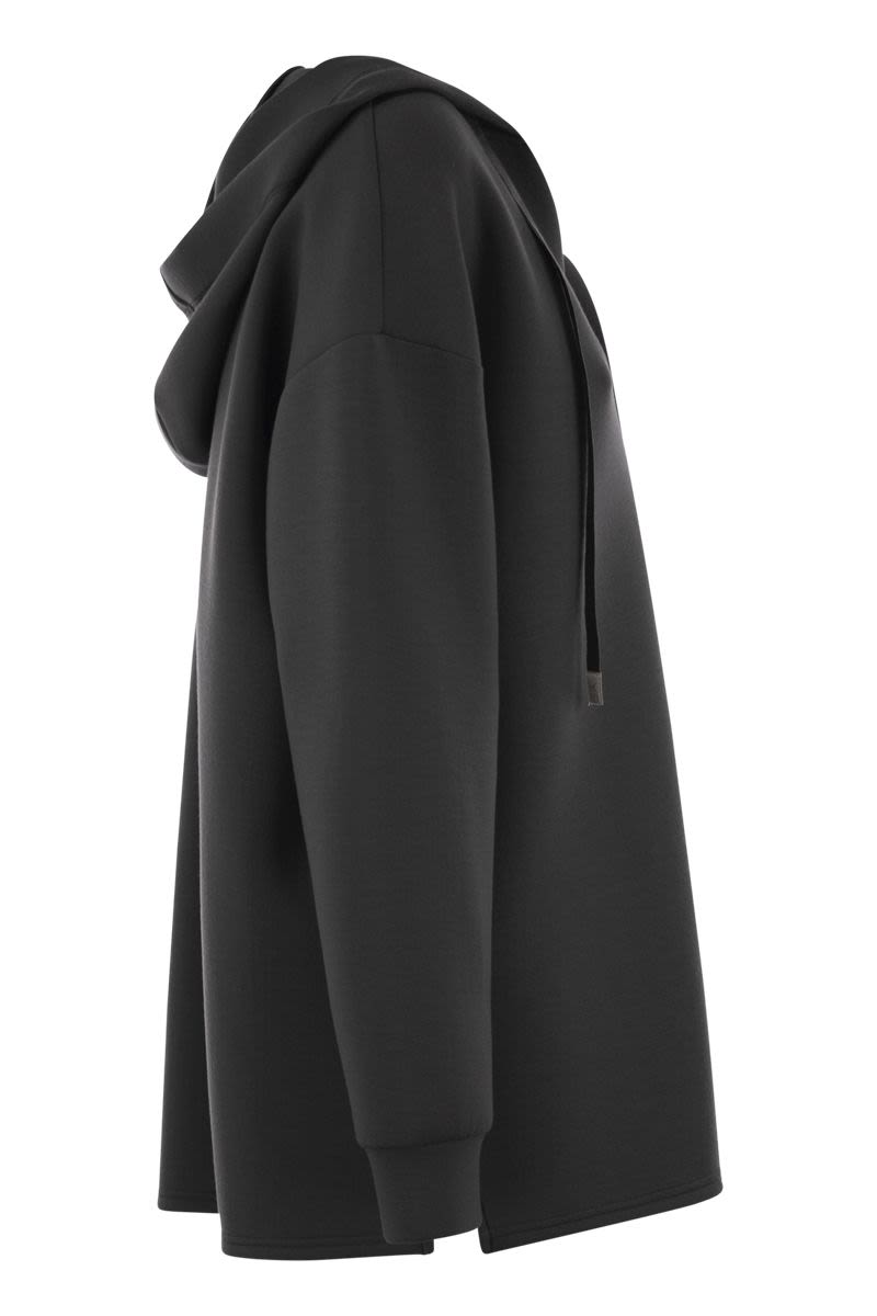 WEEKEND MAX MARA Oversized Scuba Long Sweatshirt with Drawstring Hood