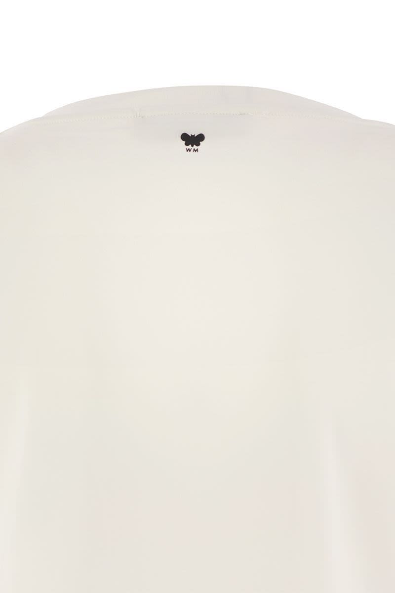 WEEKEND MAX MARA Soft Organic Cotton Boat Neck T-Shirt with 3/4 Sleeves