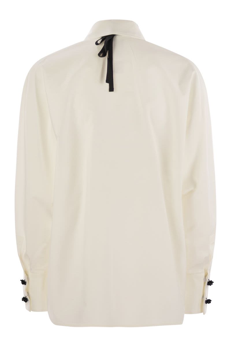 MAX MARA Cotton and Silk Poplin Shirt with Removable Bow Tie