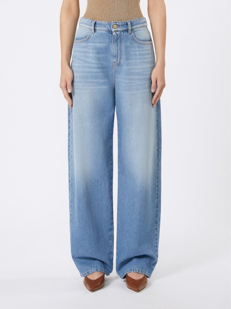 MAX MARA STUDIO Straight-Leg Jeans with Leather Patch for Women