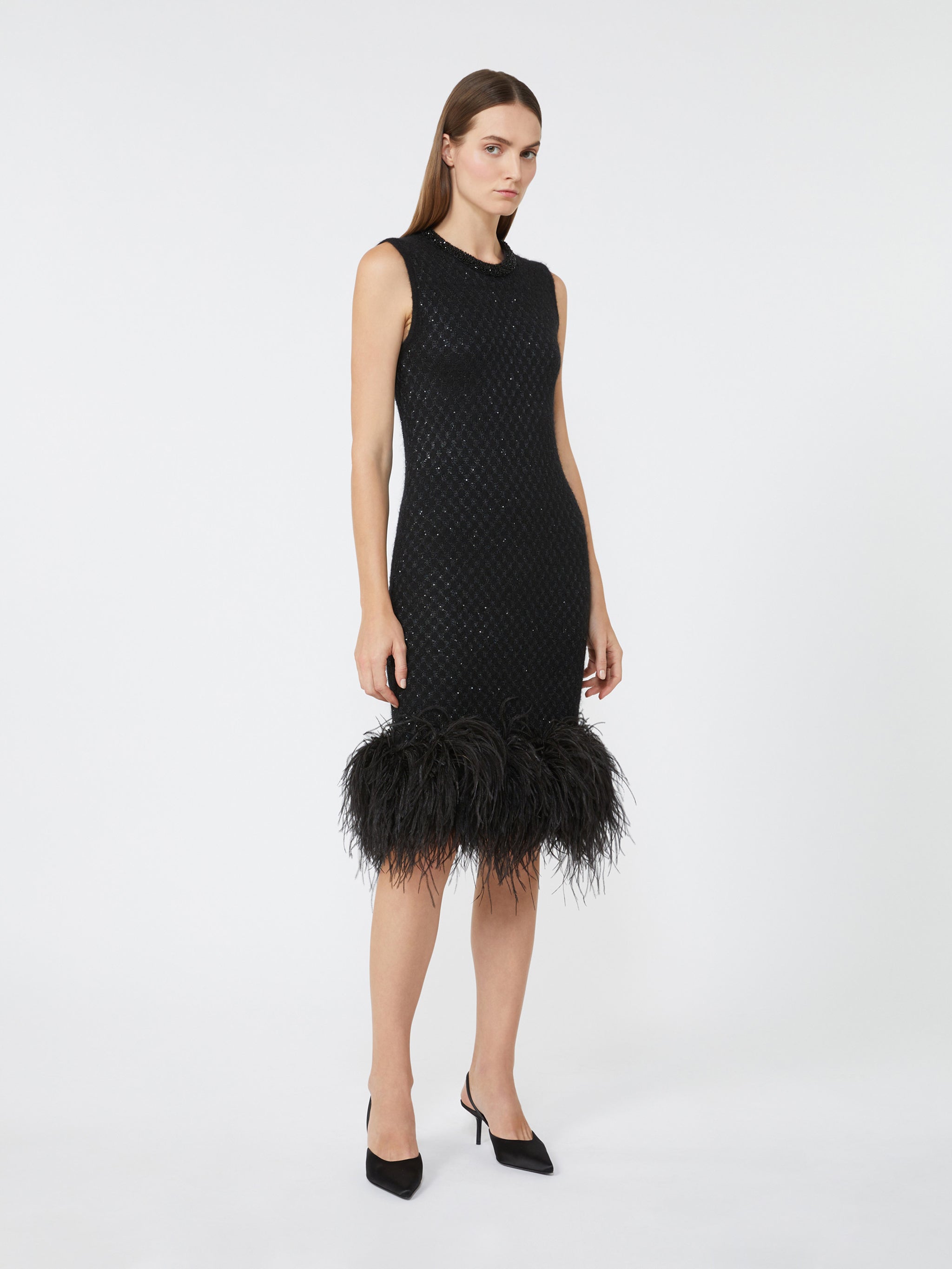 MAX MARA STUDIO Feather Detail Mini Dress