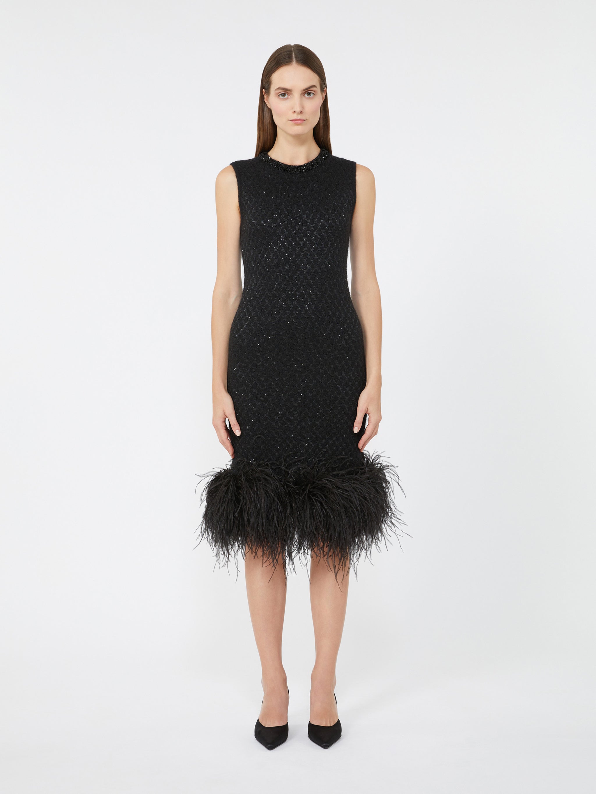 MAX MARA STUDIO Feather Detail Mini Dress