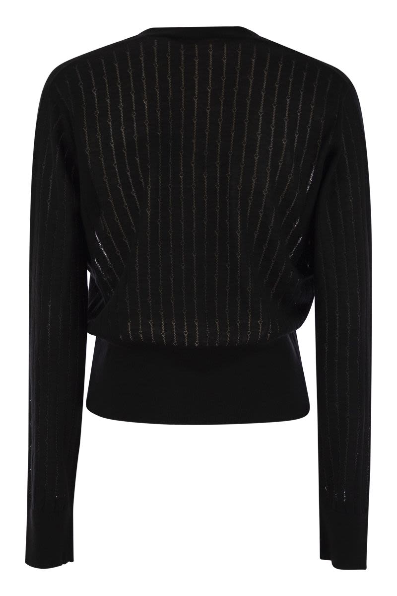 MAX MARA V-Neck Wool and Silk Cardigan with Sequins