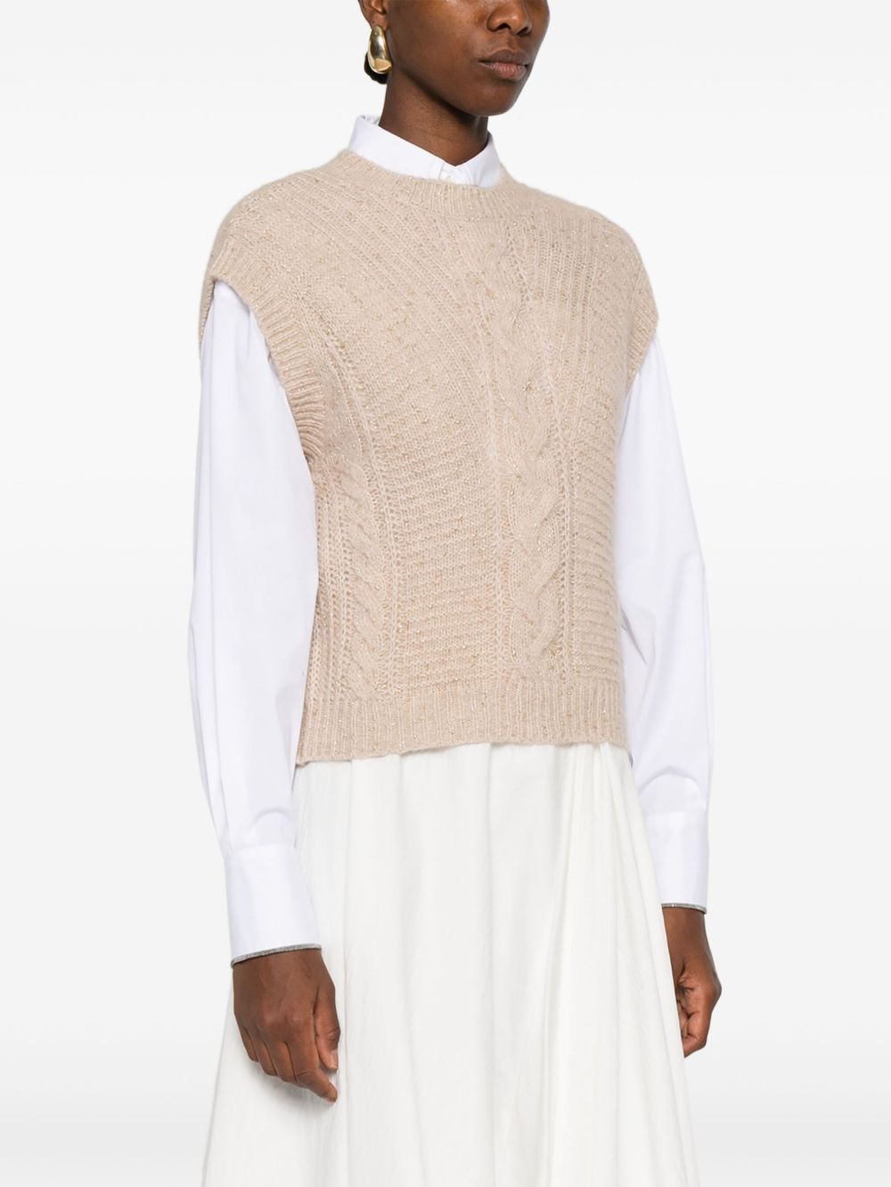 MAX MARA STUDIO Chic Knit Vest with Back Button Closure