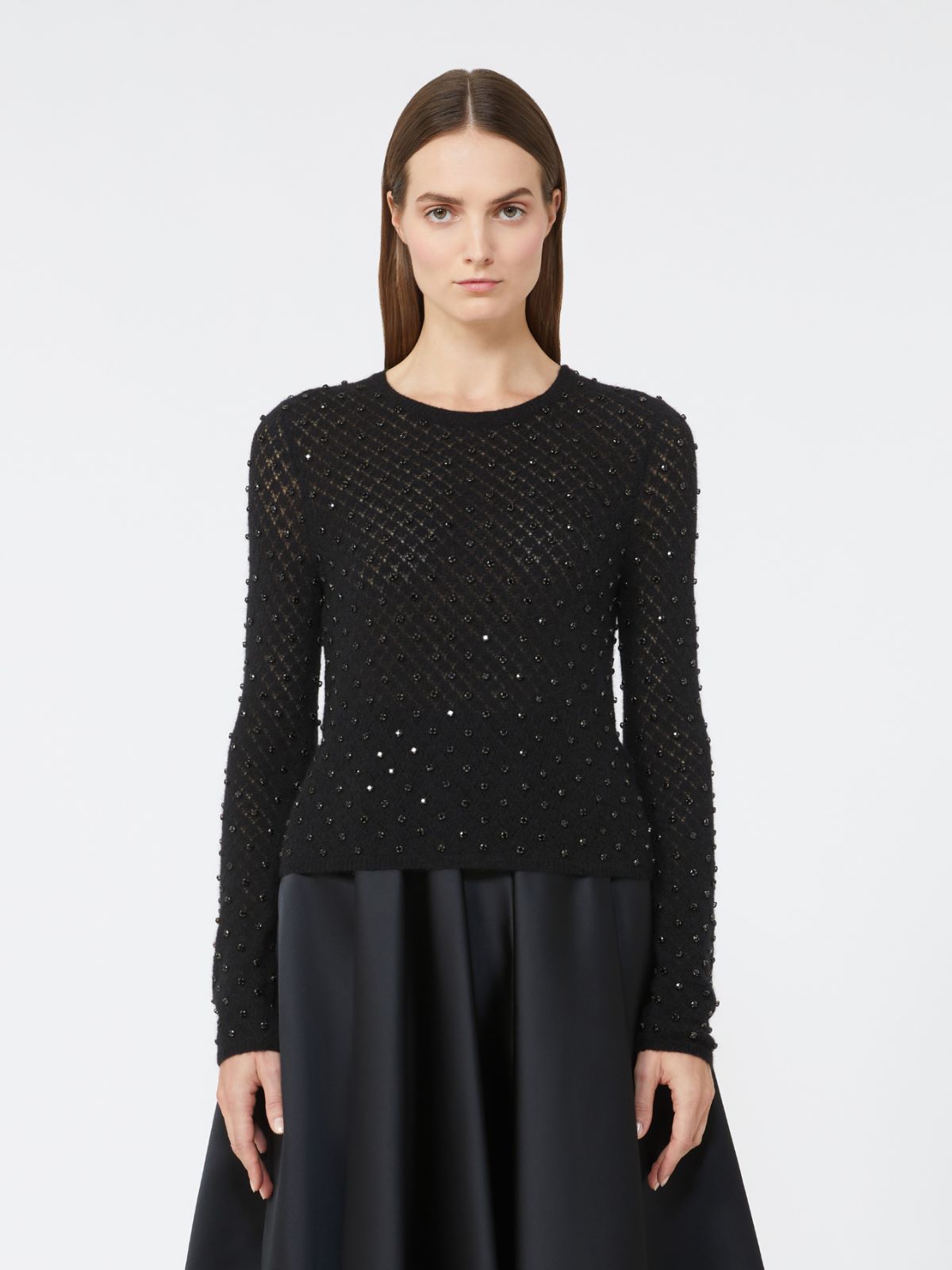 MAX MARA STUDIO Embellished Wool and Mohair Blend Sweater - Size M