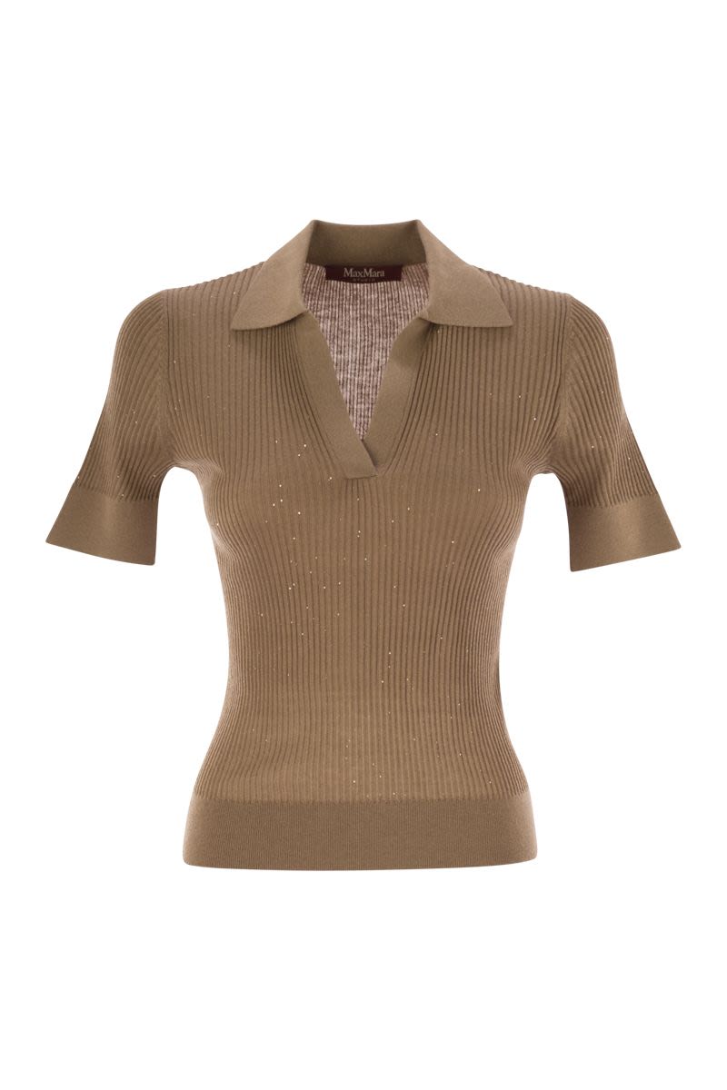 MAX MARA Women’s Wool and Silk Polo Shirt with Sequins - Fitted Line