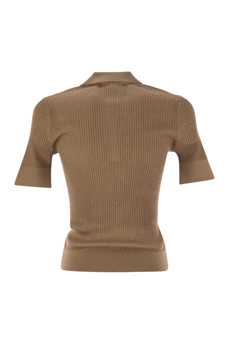 MAX MARA Women’s Wool and Silk Polo Shirt with Sequins - Fitted Line
