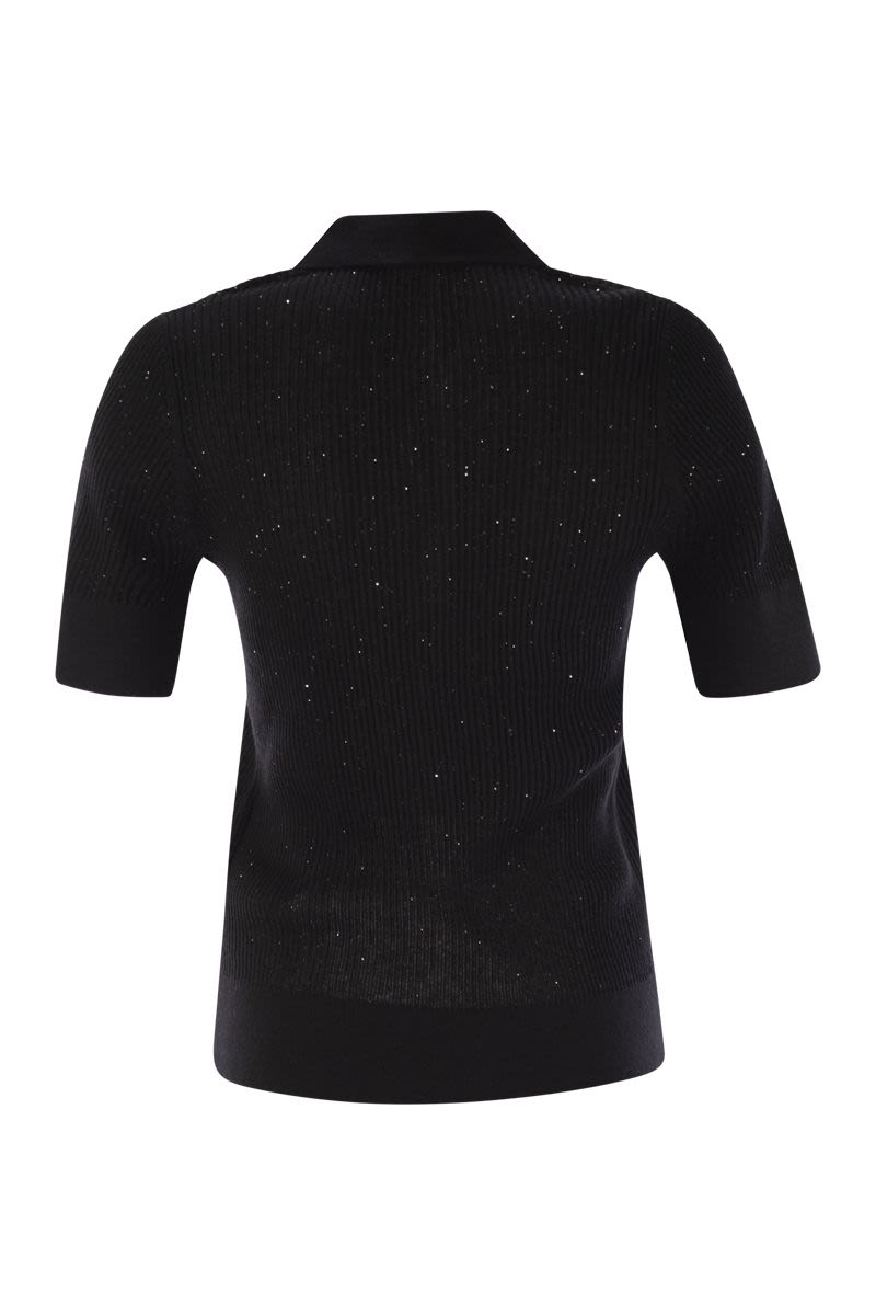 MAX MARA Wool and Silk Polo Shirt with Sequins